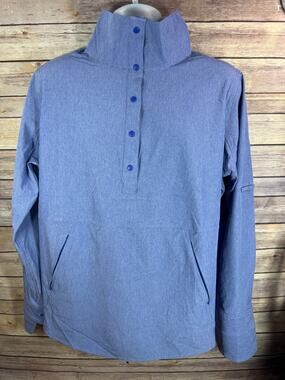 Duluth Trading Blue Polyester Quarter Button Down Pullover Shirt
